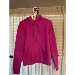 LADIES SIZE MediumVICTORIA’S SECRET PINK LONG SLEEVE FULL ZIP PINK/SILVER HOODIE